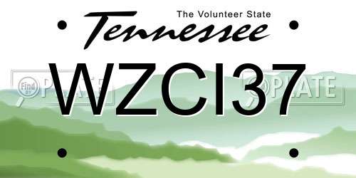 WZCI37 Tennessee License Plate