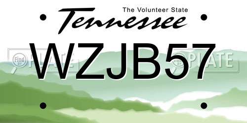WZJB57 Tennessee License Plate
