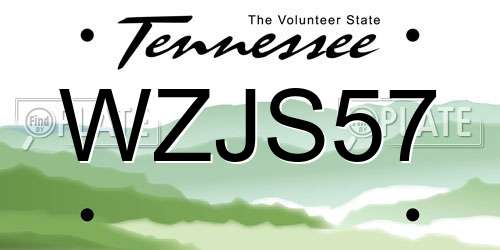 WZJS57 Tennessee License Plate