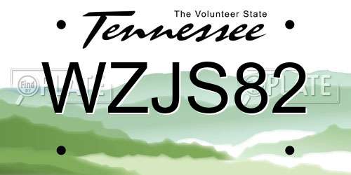 WZJS82 Tennessee License Plate