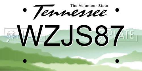 WZJS87 Tennessee License Plate