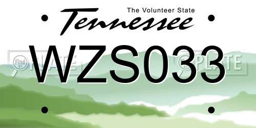 WZS033 Tennessee License Plate