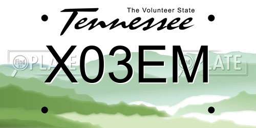 X03EM Tennessee License Plate