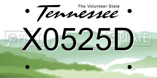 X0525D Tennessee License Plate