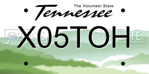 X05TOH Tennessee License Plate