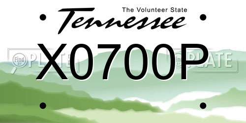 X0700P Tennessee License Plate