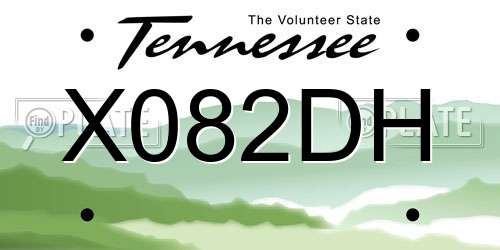 X082DH Tennessee License Plate