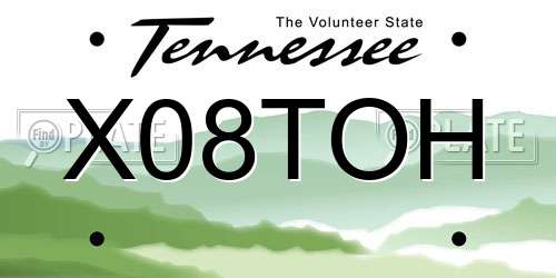 X08TOH Tennessee License Plate