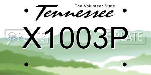 X1003P Tennessee License Plate
