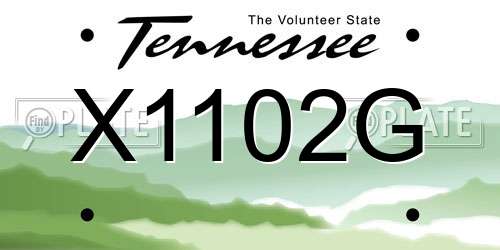 X1102G Tennessee License Plate