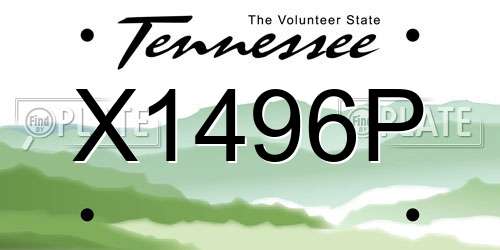 X1496P Tennessee License Plate