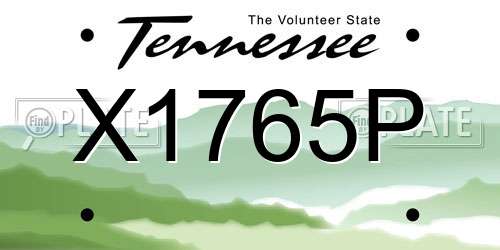X1765P Tennessee License Plate