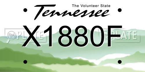 X1880F Tennessee License Plate