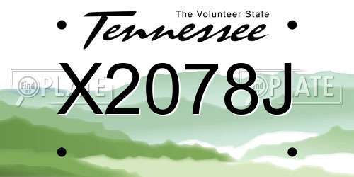 X2078J Tennessee License Plate