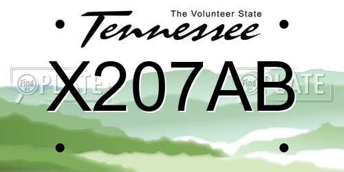 X207AB Tennessee License Plate