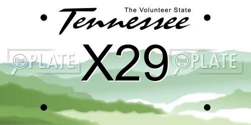 X29 Tennessee License Plate