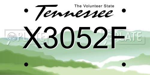 X3052F Tennessee License Plate