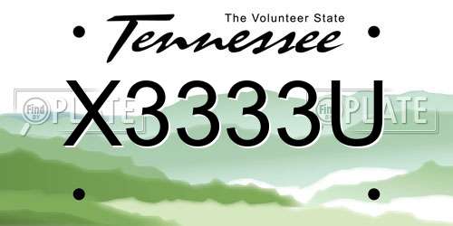 X3333U Tennessee License Plate