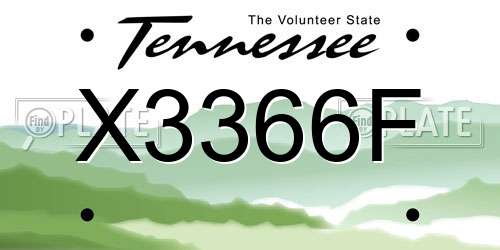 X3366F Tennessee License Plate
