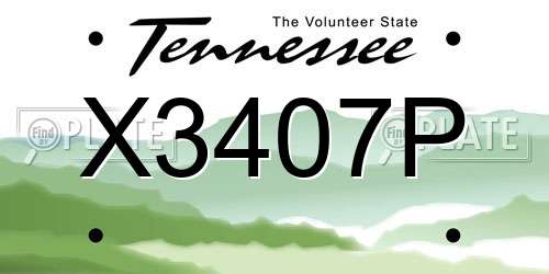 X3407P Tennessee License Plate