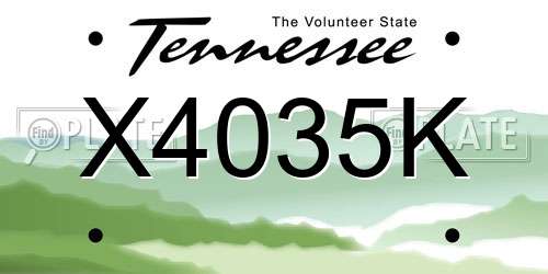 X4035K Tennessee License Plate