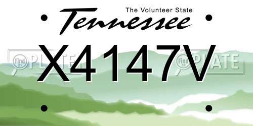 X4147V Tennessee License Plate