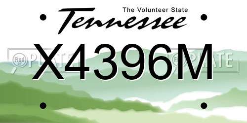 X4396M Tennessee License Plate