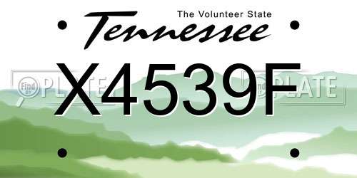 X4539F Tennessee License Plate