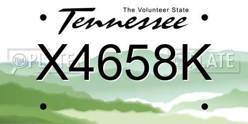 X4658K Tennessee License Plate