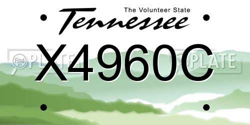 X4960C Tennessee License Plate