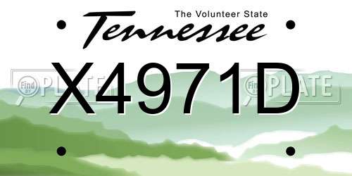 X4971D Tennessee License Plate