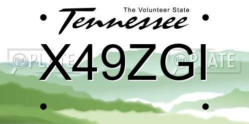 X49ZGI Tennessee License Plate
