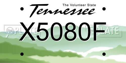 X5080F Tennessee License Plate
