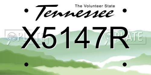 X5147R Tennessee License Plate
