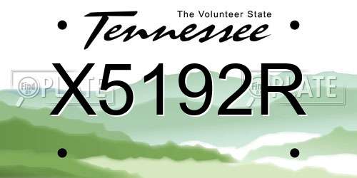 X5192R Tennessee License Plate