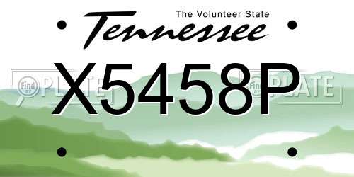 X5458P Tennessee License Plate