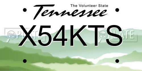 X54KTS Tennessee License Plate