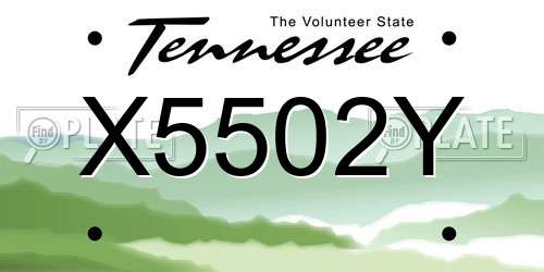 X5502Y Tennessee License Plate