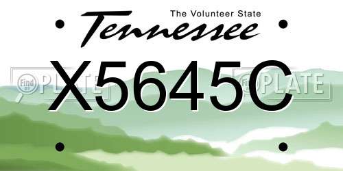 X5645C Tennessee License Plate