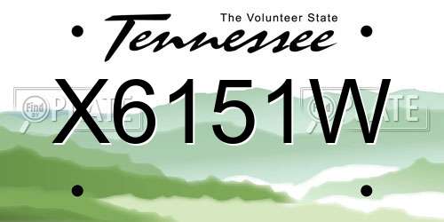X6151W Tennessee License Plate