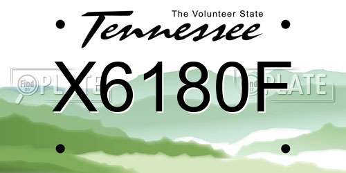 X6180F Tennessee License Plate