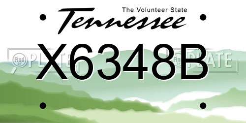 X6348B Tennessee License Plate