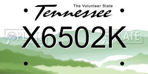 X6502K Tennessee License Plate