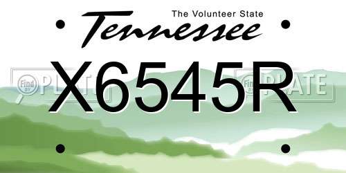 X6545R Tennessee License Plate