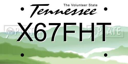 X67FHT Tennessee License Plate