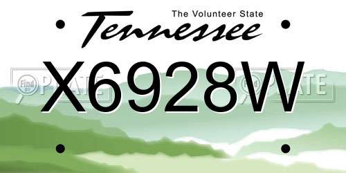X6928W Tennessee License Plate