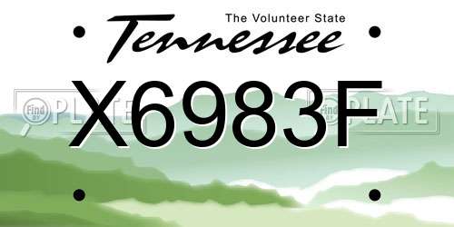 X6983F Tennessee License Plate