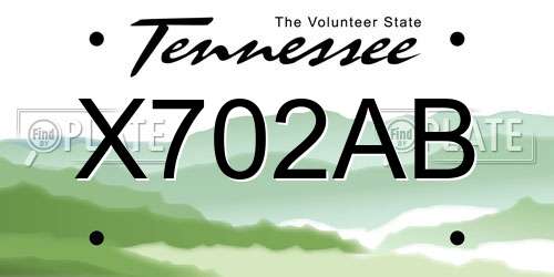 X702AB Tennessee License Plate