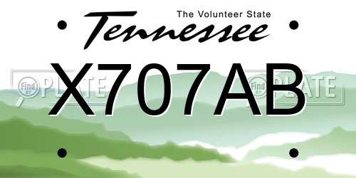 X707AB Tennessee License Plate