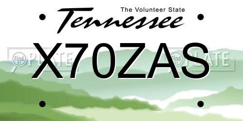 X70ZAS Tennessee License Plate